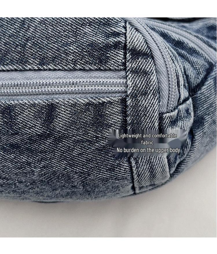 Borsa a Tracolla in Tela di Jeans Retrò Hong Kong - Unisex, Casual, Stile a Spalla Singola