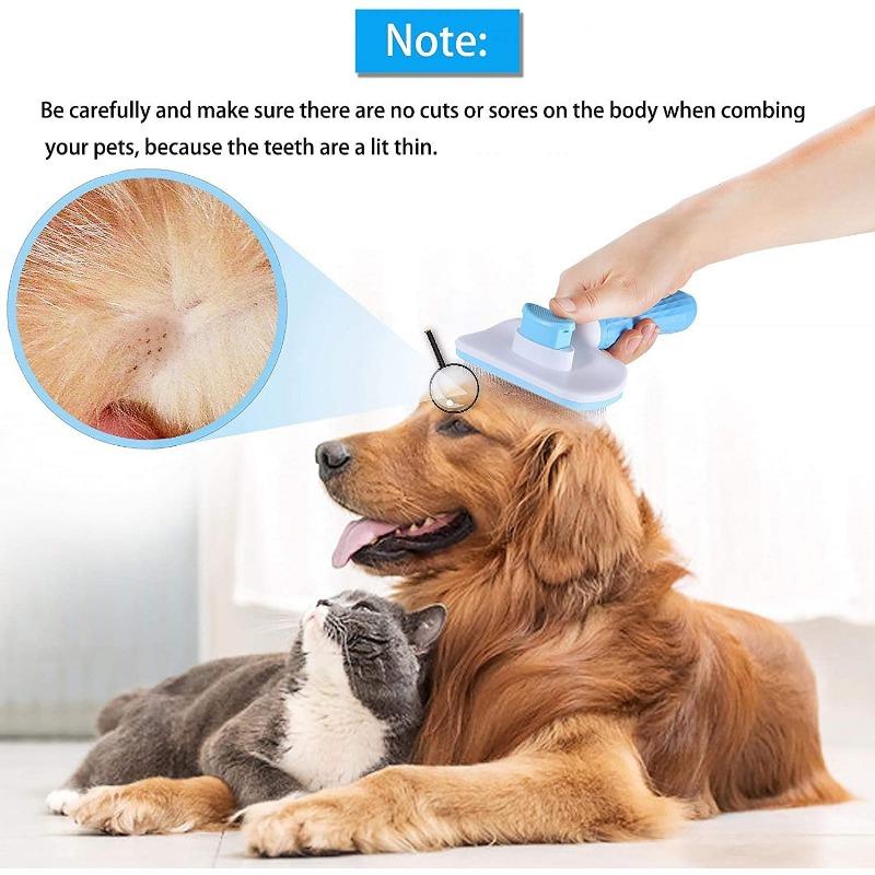 Dog Brush, Cat Brush, Pet Brush, Hair Remover, Pet Brush for Long and Short Hair, Clean Pet Hair from the Brush with One Button, Blue