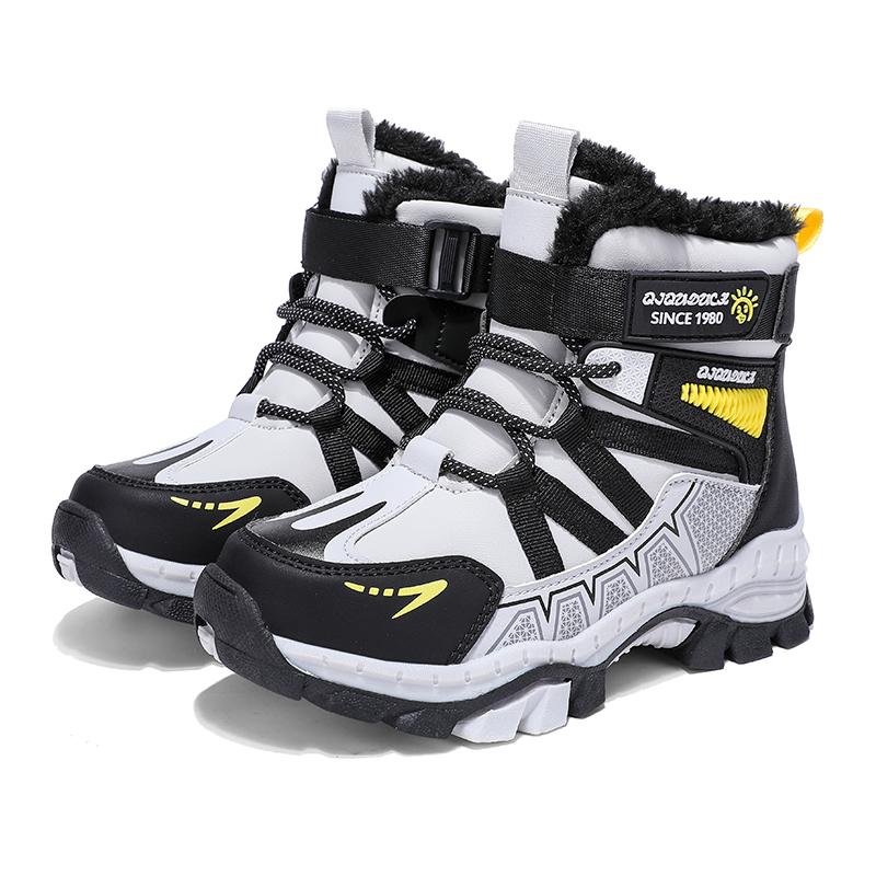 Kids Snow Boots Winter Fashion High Top Warm Plush Comfortable Anti Slip Stable Walking Shoes Boys Outdoor Sneakers Size 30-40