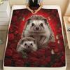 1PC Red Rose Animals Print Flannel Blanket, High Quality All Seasons, Home Decor, Warmth and Comfort, Perfect for Christmas Gifts