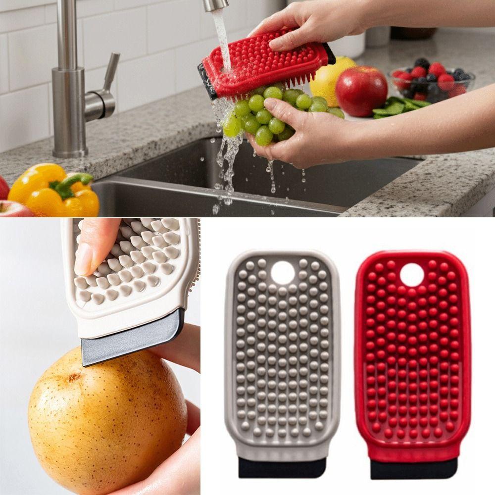 2Pcs Multifunctional Fruit Vegetable Brush Food-grade Silicone Dish Brush  Dish Washing