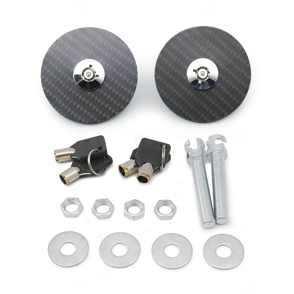 Universal Aluminum Alloy Engine Hood Cover Lock Key Pin Kit Quick Latch Release Engine Bonnets Carbon Fiber Style Latch