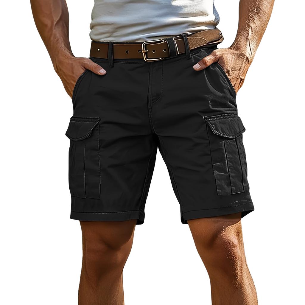 Mens Cargo Shorts with Multiple Pockets Relaxed Fit Belted Waist Casual Outdoor Wear for Daily Activities