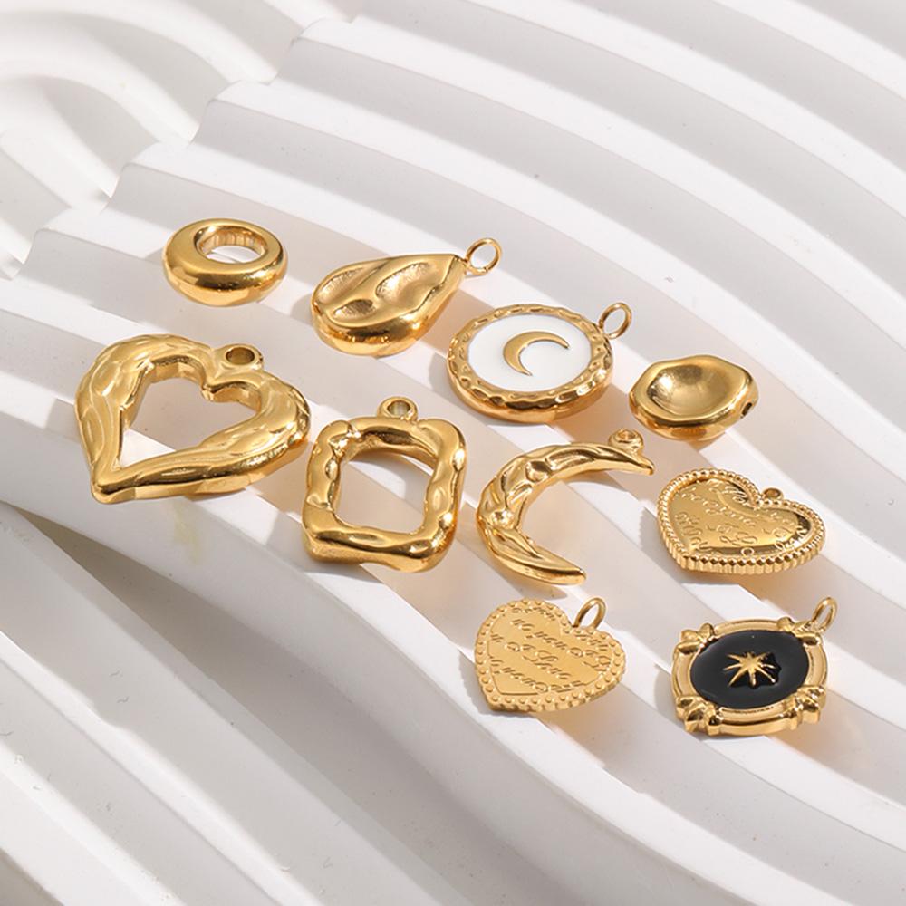 MamacitaSlay 316L Stainless Steel Heart Irregular Charms 18K Gold Plated Waterproof Jewelry For DIY Earrings Necklace Bracelet