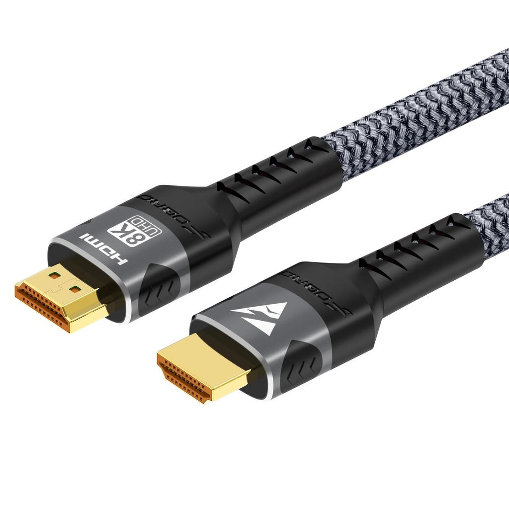 8K60Hz HDMI 2.1 Braided Mesh Cable for High Definition Gaming and eSports.