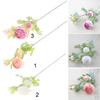 Plastic Flower Branch with 3 Buds for Wedding Home Decor
