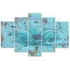 Fem deler bildelerretstrykk Blue Vintage Flower