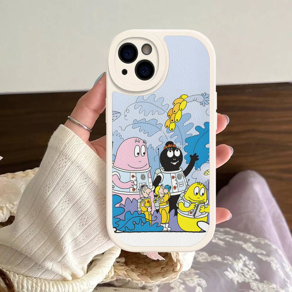 Cartoon Barbapapa Phone Case For IPhone 16 15 14 13 12 11 Pro Max Plus Leather Soft Cover