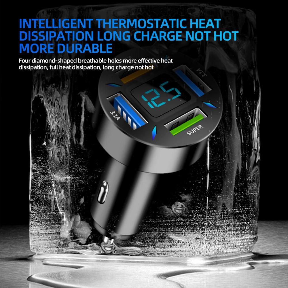 66w 4ports Super Fast Charging Car Charger Adapter For Iphone 13 14pro Xiaomi Samsung Quick Charge 3.0 Usb C Charger