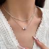 Yinruitai S925 Sterling Silver Double Layer Clavicle Necklace for Women - Niche French Design with Sparkling Accents