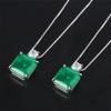 Xiancan 925 Silber Grüner Zirkon Quadrat Anhänger Halskette - Damen Europäisch & Amerikanisch Glücksstil