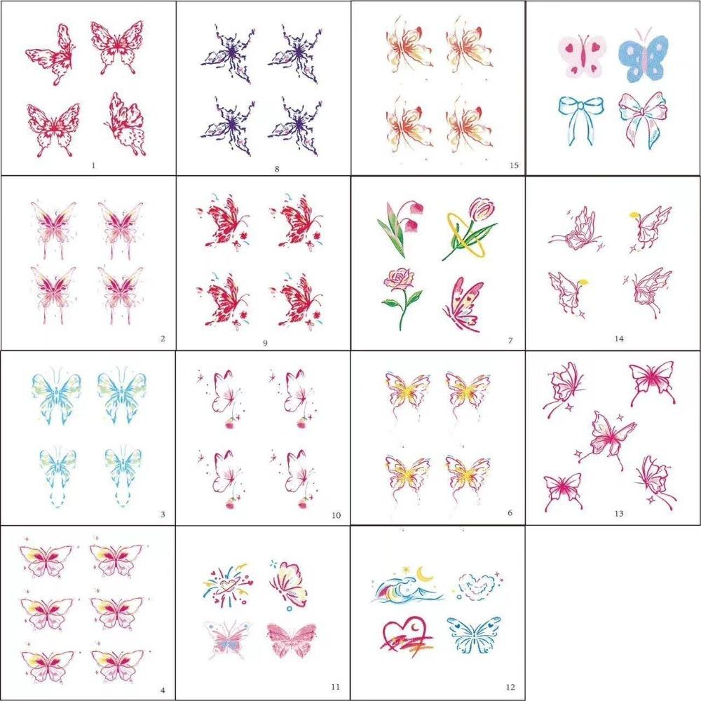15Pcs Waterproof Temporary Tattoo Stickers Set Mini Finger Fake Tattoo for Women Girl Body Art
