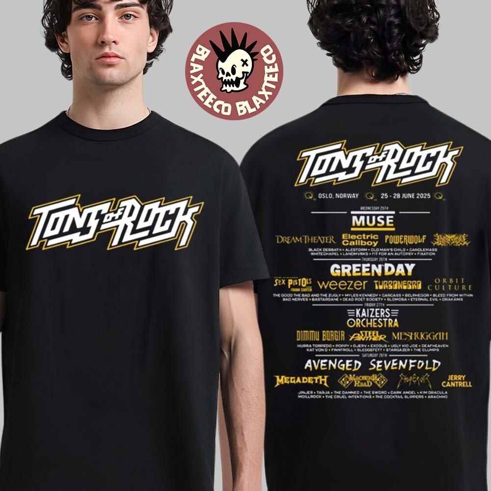 Tons Of Rock 2026 Merch In Oslo Norway On June 25-28 2026 Lineup Two Sided Tee S
