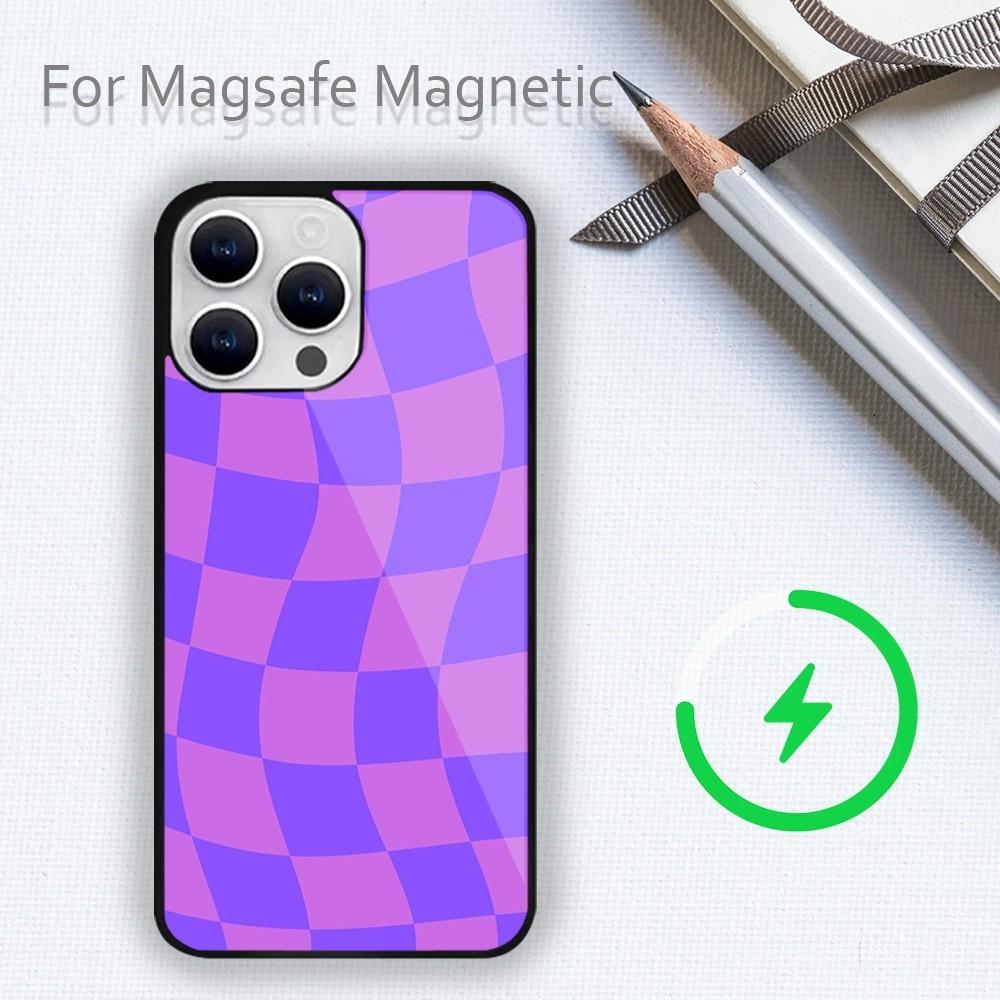 Crazy Checkered Phone Case For iPhone 15 14 13 12 11 Plus Pro Max Magsafe Magnetic Wireless Charging