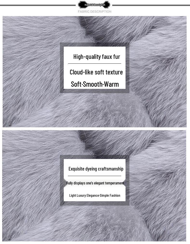 Women's Hooded Faux Fur Coat - Silver Fox Patchwork, High-End Socialite Style, European & American Design.