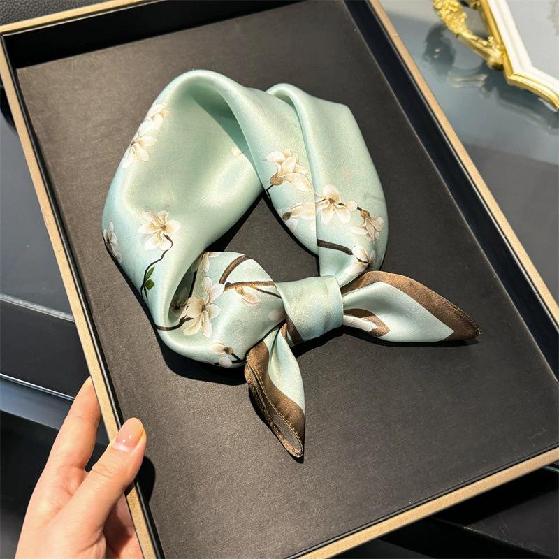 New 100% Natural Real Silk Scarf Women Bandana Square Scarves Wrap Kerchief Mulberry Spring Fashion Luxury High Quality Hijab