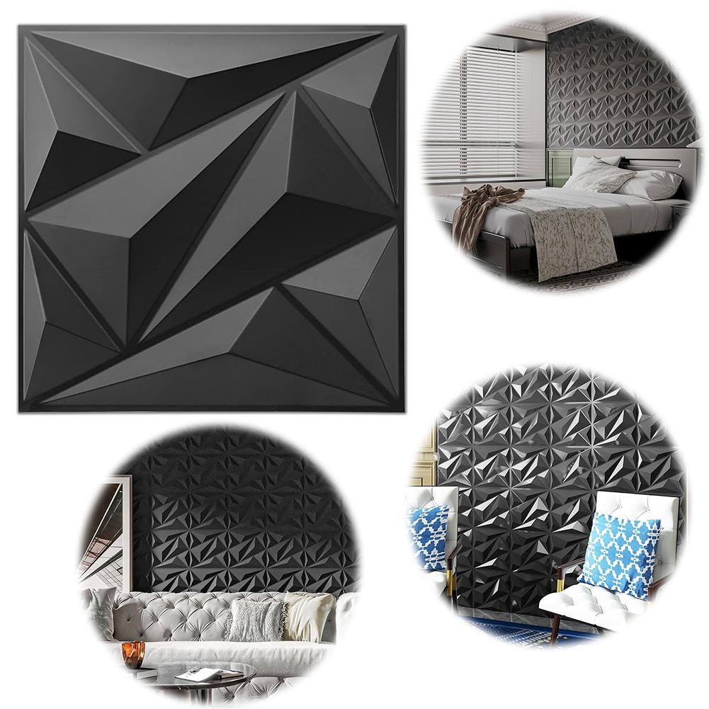 50/100Pcs 3D Wall Panel Diamond 30x30cm PVC Accent Textured Wall Panels 3D Wall Paper for Living Room Gaming Room TV Background