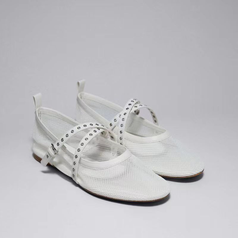 

Модные женские 2024 новые роскошные Балетки Женские Ажурные Балетки Комфортная Обувь для Танцев с Мягкой Подошвой Летние Повседневные Сандалии Балетки 35 белый