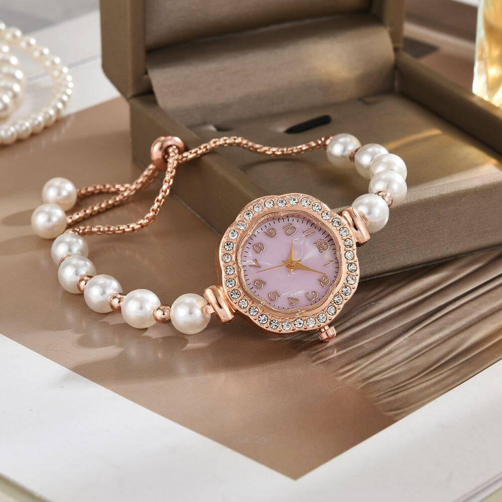New Creative Women Watch Temperament Light Luxury Quartz Wristwatches Pearl Beaded Bracelet Women's Watch Fashion Accessories