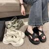 Soft Leather Sandals Women's 2025 Summer New Muffin Platform Small Beach Shoes High Sense Roman Shoes