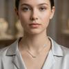 Square Link Necklace Stainless Steel Silver Color Geometric Interlocking Jewelry for Women Non-Tarnish