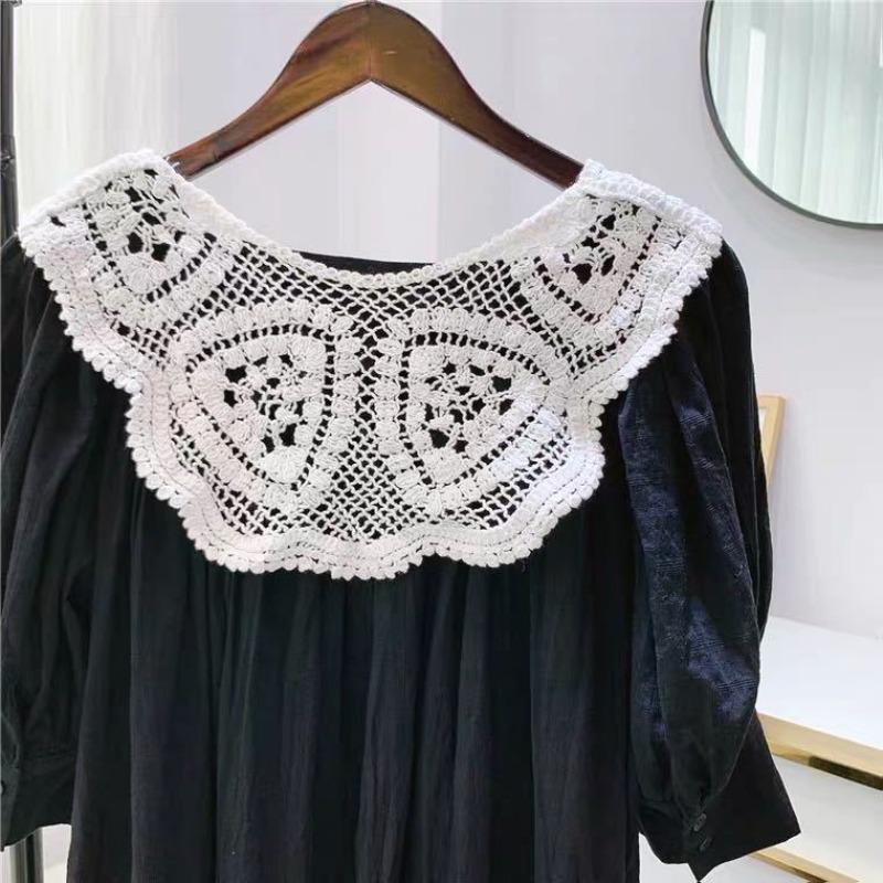 Lace Knitted Crochet Hollow Fake Collar Women Small Shawl Decorative Fake Collar Women Clothes Accessories Detachable Collar