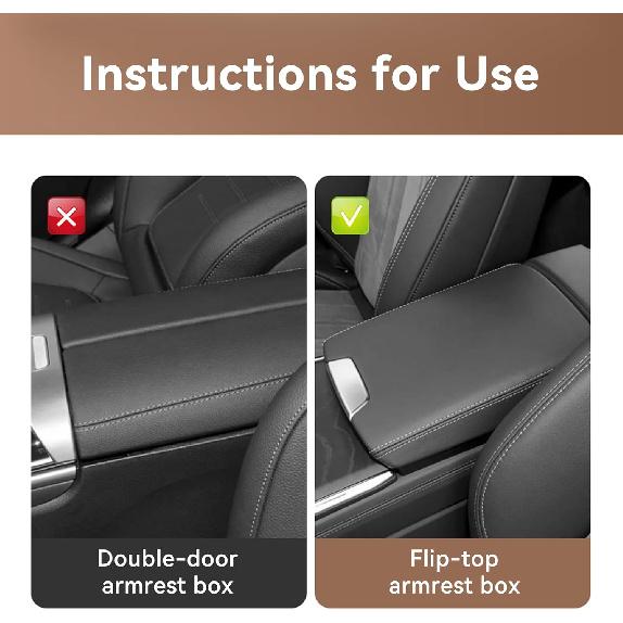 Car Center Console Cover, Leather Waterproof Vehicle Armrest Box Pad, Memory Cotton Comfortable Automotive Interior Seat Box Cushion Protector