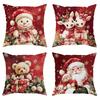 1pc/4pcs Christmas Delights: Festive Animal and Santa-Printed Pillowcases Sofa Room Decoration New Year Holiday Home Decoration