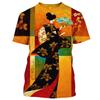 Japanese Geisha Samurai Men's T Shirt Round Neck Casual Short Sleeve Tops Men's Clothing Summer Oversized Harajuku Streetwear