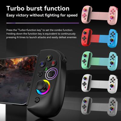 Mando de juego inalámbrico para Android para iOS Luz RGB Giro de 6 ejes Vibración Estirable Tablet PC Gamepad Joystick para juegos compatible con Bluetooth