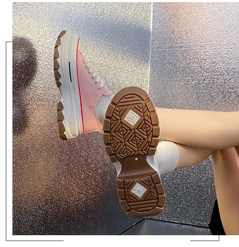 Women's Thick-Soled Breathable Canvas Shoes, 2025 Spring Collection - Korean Style Anti-Skateboard Casual Sneakers R301