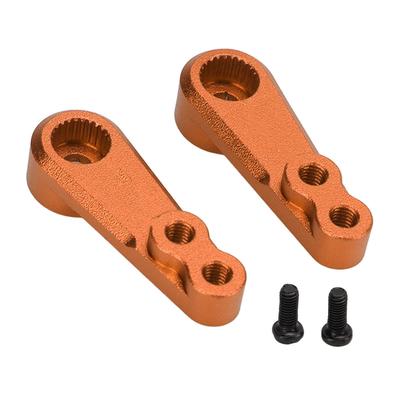 1 Pair RC 25T Metal Servo Arm Aluminium Alloy Servo Steering Arm for 1 8 1 10 Remote Control Car Orange