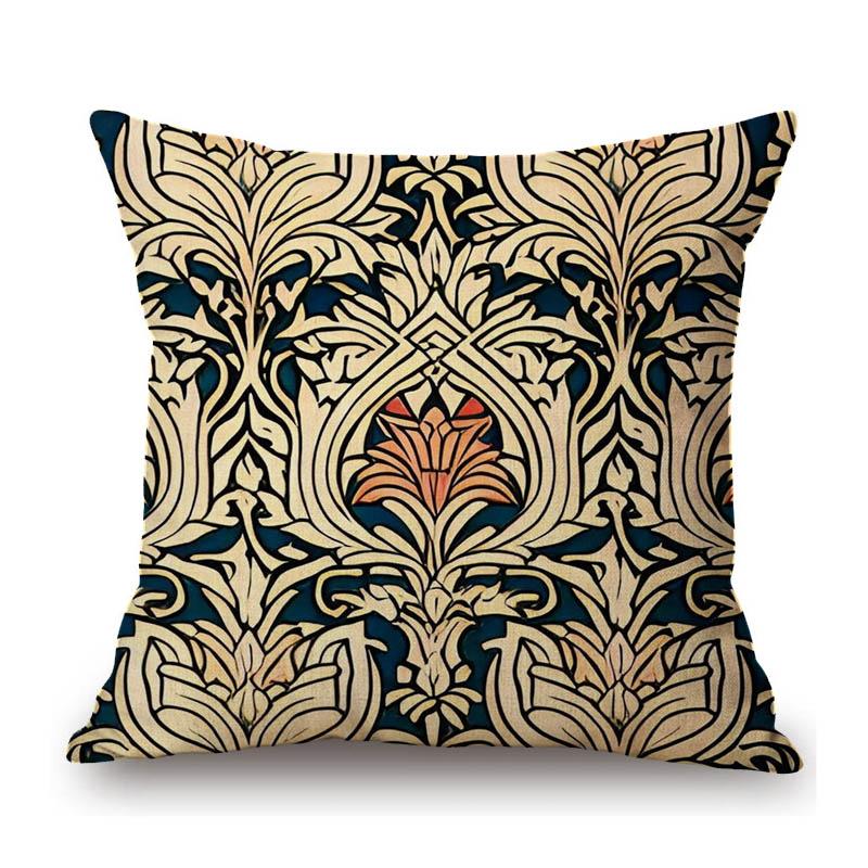 Hand Drawn Morris Pattern Motif Flower Plant Ivy Designs Home Decorative Sofa Throw Pillow Case Cotton Linen Cushion Cover