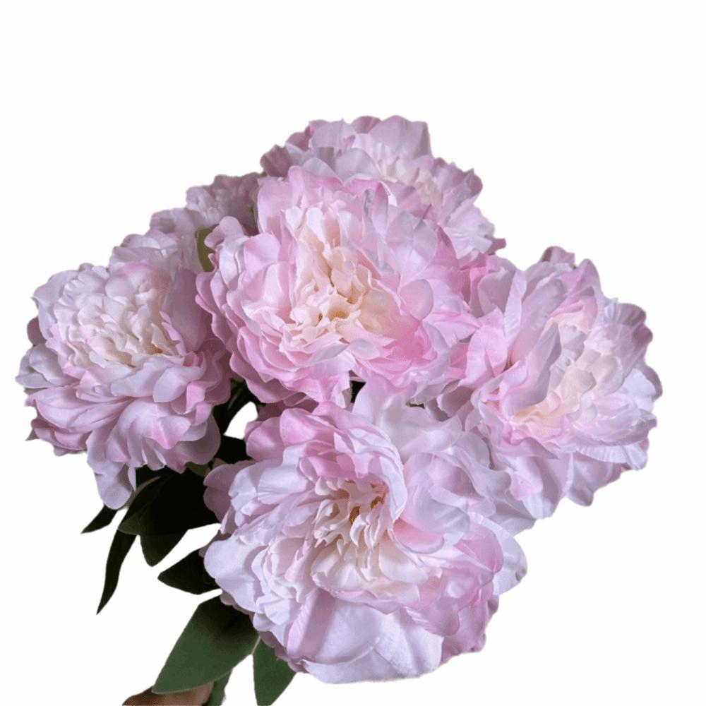 Multicolor Artificial Flower Peony Silk Petals 7 Heads Lifelike Peony Flowers Leaves Floral Arrangement Simulation Flower Gift