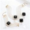Elegantes Glitzerndes Fransen-Halsketten-, Ohrring-, Armband-, Ring-Set, Modisches Braut-Schmuckset