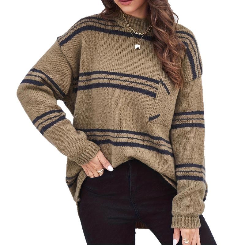 Damen S Herbst Winter Lockerer Langarm Strickpullover Pullover Mit Taschen