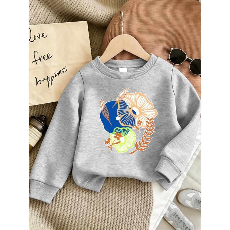 Kids Sweatshirt,Cute Printed Pattern ,Lightweight Round Neck Sweatshirt, Comfortable Outdoor Wear,Spring Fall Sweatshirt