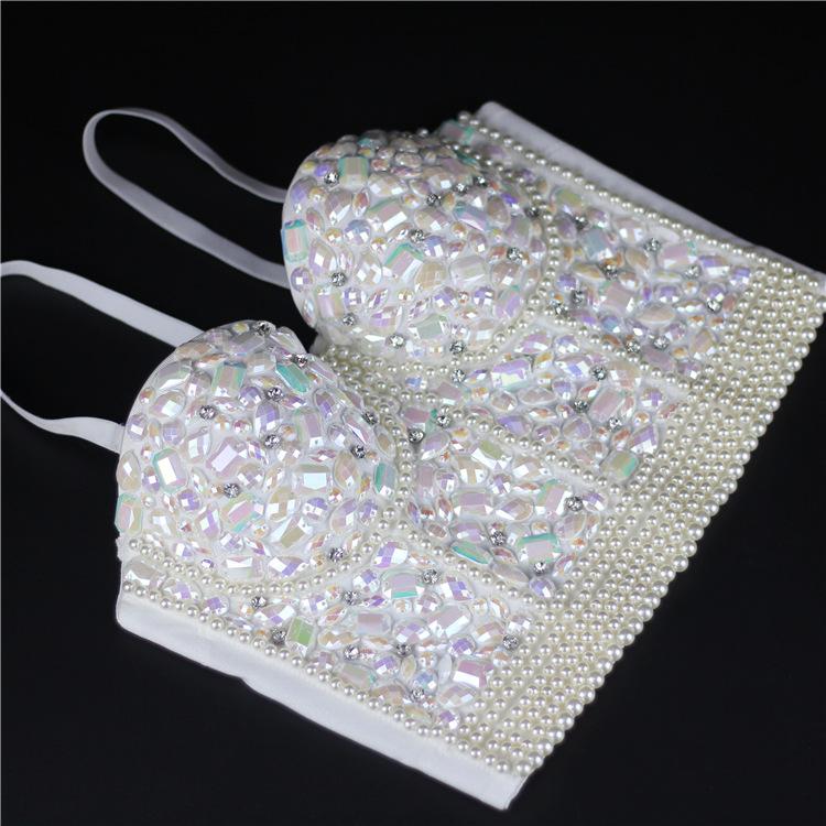 Women's Rhinestone Beaded Corset Bustier Top Party Glitter Corset Top Bra Tank Top