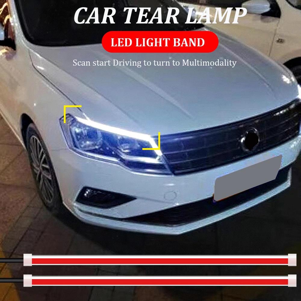 Car headlights, dynamic LED decorative light strips, turn signals, yellow flexible turn signals, car headlights, daytime running
