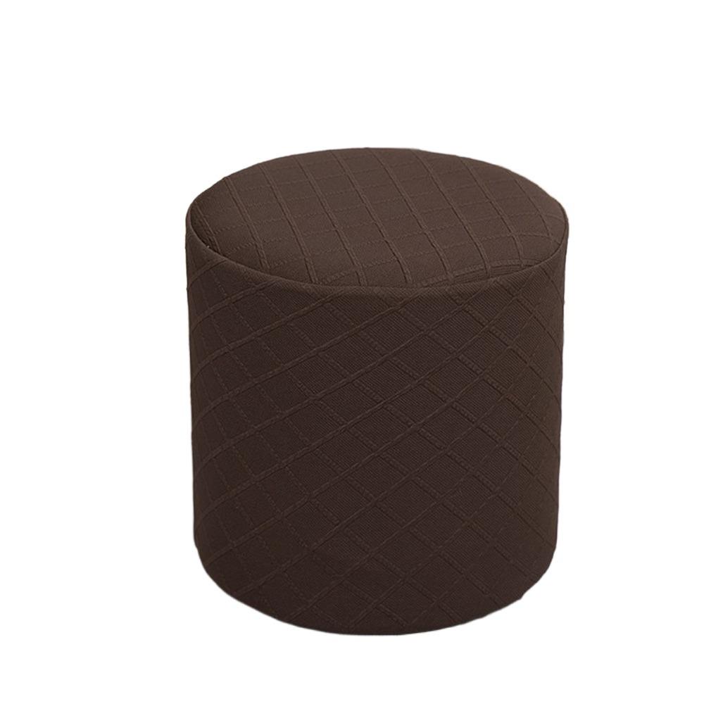 

Durable Solid Color Jacquard Ottoman Cover Round Elastic Square Stool Cover Soft Footrest Slipcover Home Decor колір темно кави