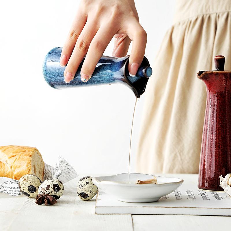 Ceramic Oil Barrel, Household Soy Sauce, Vinegar Oil Bottle, Olive Oil Seasoning Storage Container, Kitchen Accessories
