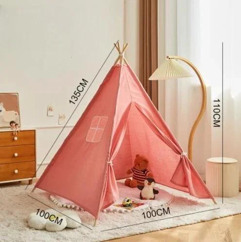 Tragbares Kinderzelt Baumwollleinwand Indianisches Spielzelt Indoor Outdoor Spielhaus Mädchen Schloss Spielzimmer Kinderspielzeug Geschenk Zubehör