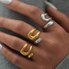 Stainless Steel U-Shaped Rings for Women Men Vintage Waterproof Water Droplet Opening Rings Minimalist Statement Charm Jewelry