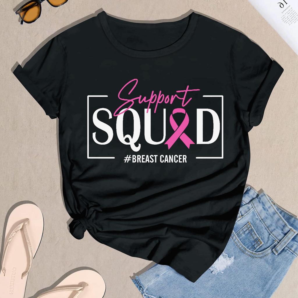 Women's Casual Halloween Breast Print T-Shirt Round Neck Pullover Short Sleeve Top