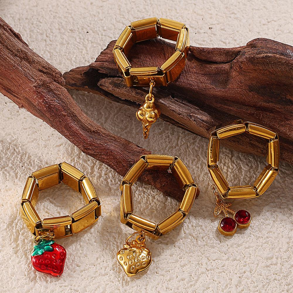 DIY pendant ring ring stainless steel gold-plated exaggerated multi-element pendant ring women