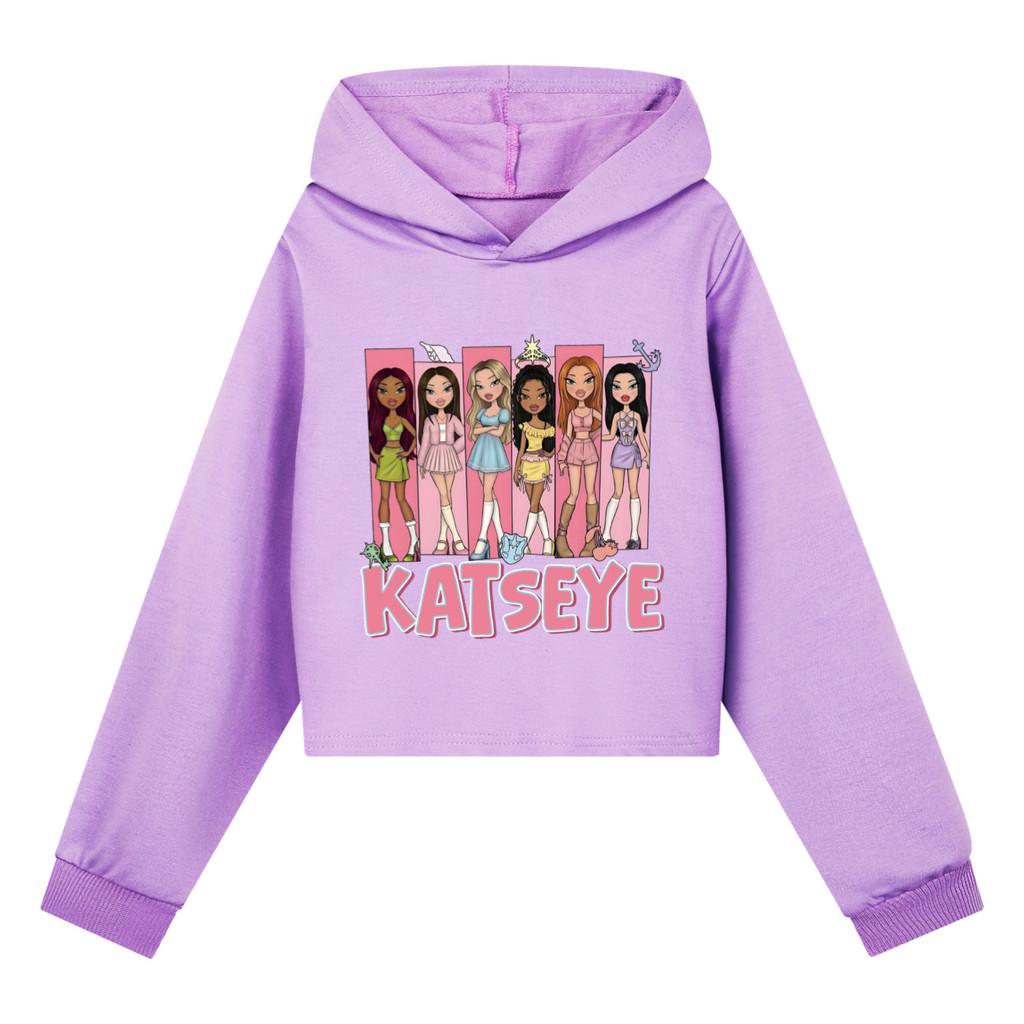 5349 Barn Flickor KATSEYE Tryckt Vardagliga Långärmade Huvtröjor