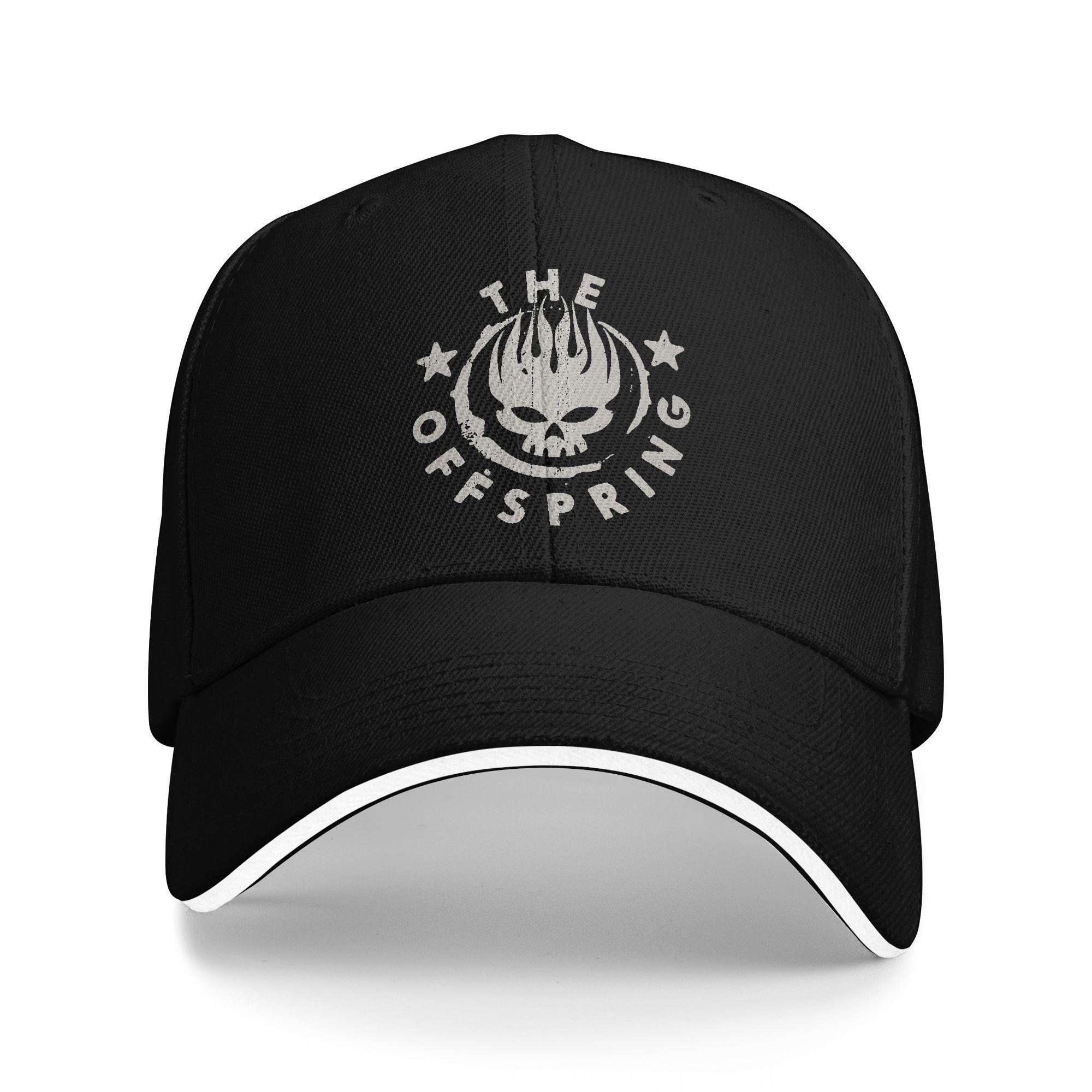 The Offspring Flaming Skull on Circle Baseball Cap Casual Sandwich Hat for Men Women Adjustable Dad Hat Travel Gift One Size
