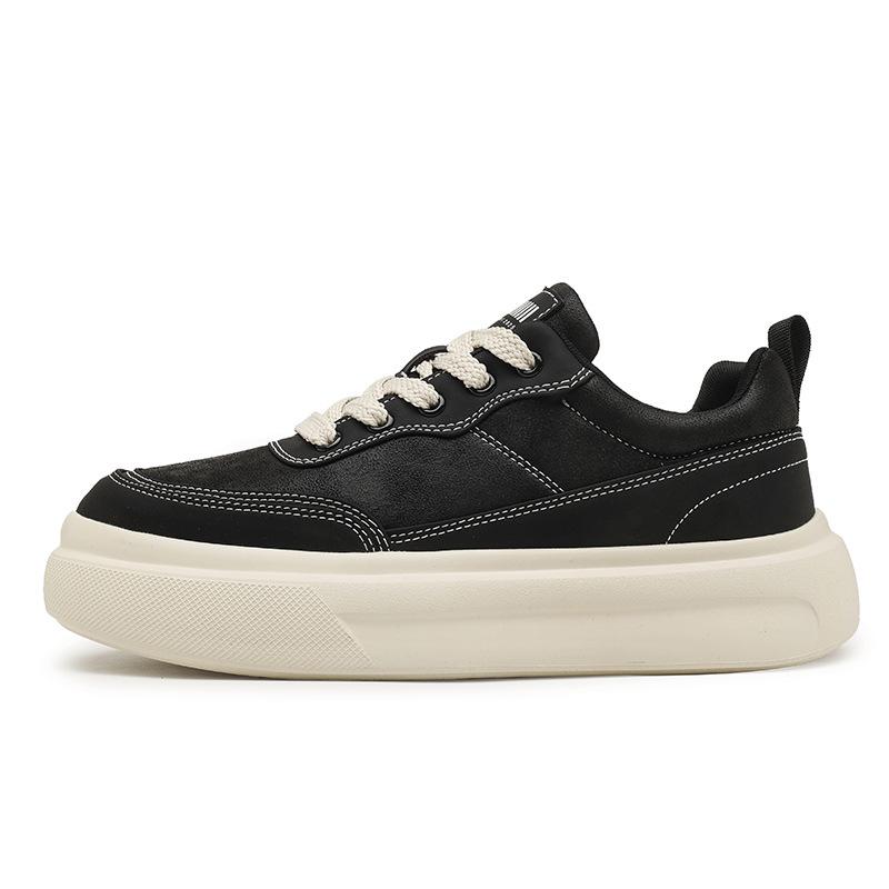 Casual board shoes new autumn and winter youth low-top flat-bottomed sports shoes leather surface breathable