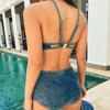 Denim Bademode Damen Bikini Cowboy-Stil Badeanzüge für die Küste Sexy Hot Spring Fee Zweiteiliger Badeanzug Monokini Frauen Jeans Bikinis