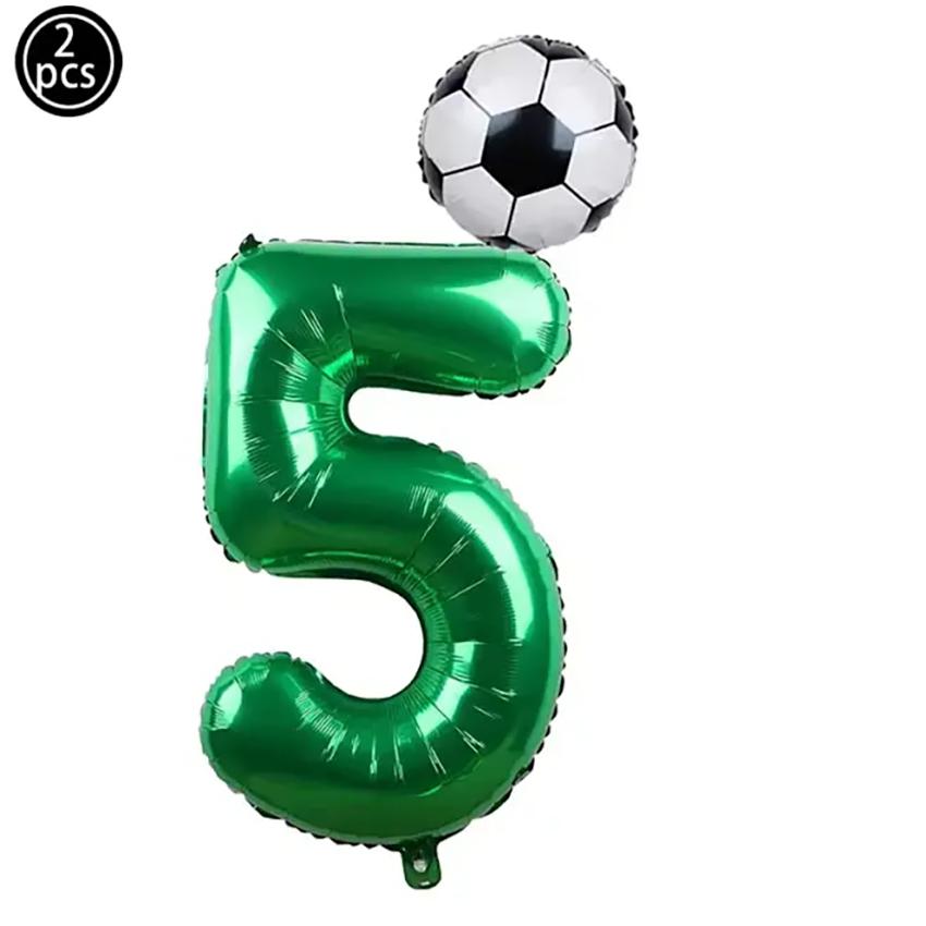 2pcs 32inch Green Number Foil Ballons 10Inch Soccer Helium Ballons Football Kids Birthday Parti Sports Themed Party Decoration